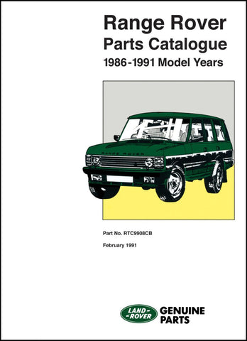 Range Rover Parts Catalog 1986-1991 MY