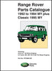 Range Rover Parts Catalog 1992-1994 Plus Classic 1995 MY