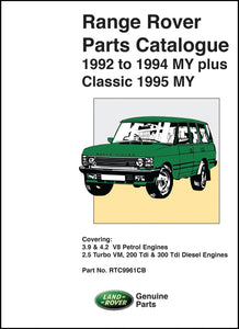 Range Rover Parts Catalog 1992-1994 Plus Classic 1995 MY