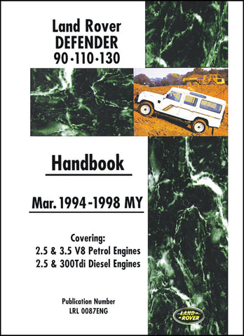 Image of Land Rover Defender 90-110-130 Owner's Handbook 1994-1998